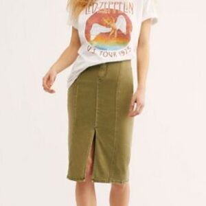 Free People We The Free Peyton Pintuck Denim Olive Pencil Skirt